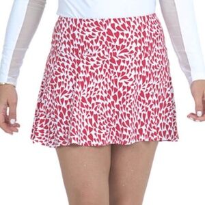IBKUL Womens Davina 13-Inch Print Swing Skort - Red/White